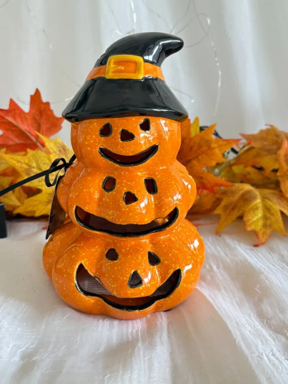 Well Dressed Home Stacked Jack-O'-Lantern Pumpkin Witch Hat Potpourri Filled New